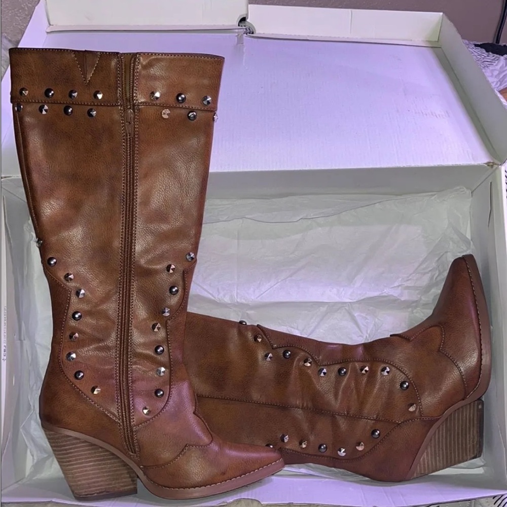 Cato Brown Studded Heeled Boots PLEASE SEND OFFERS/NO BUNDLING ON THESE PLEASE